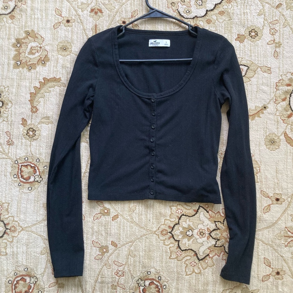 Black Button-Up Women's Top